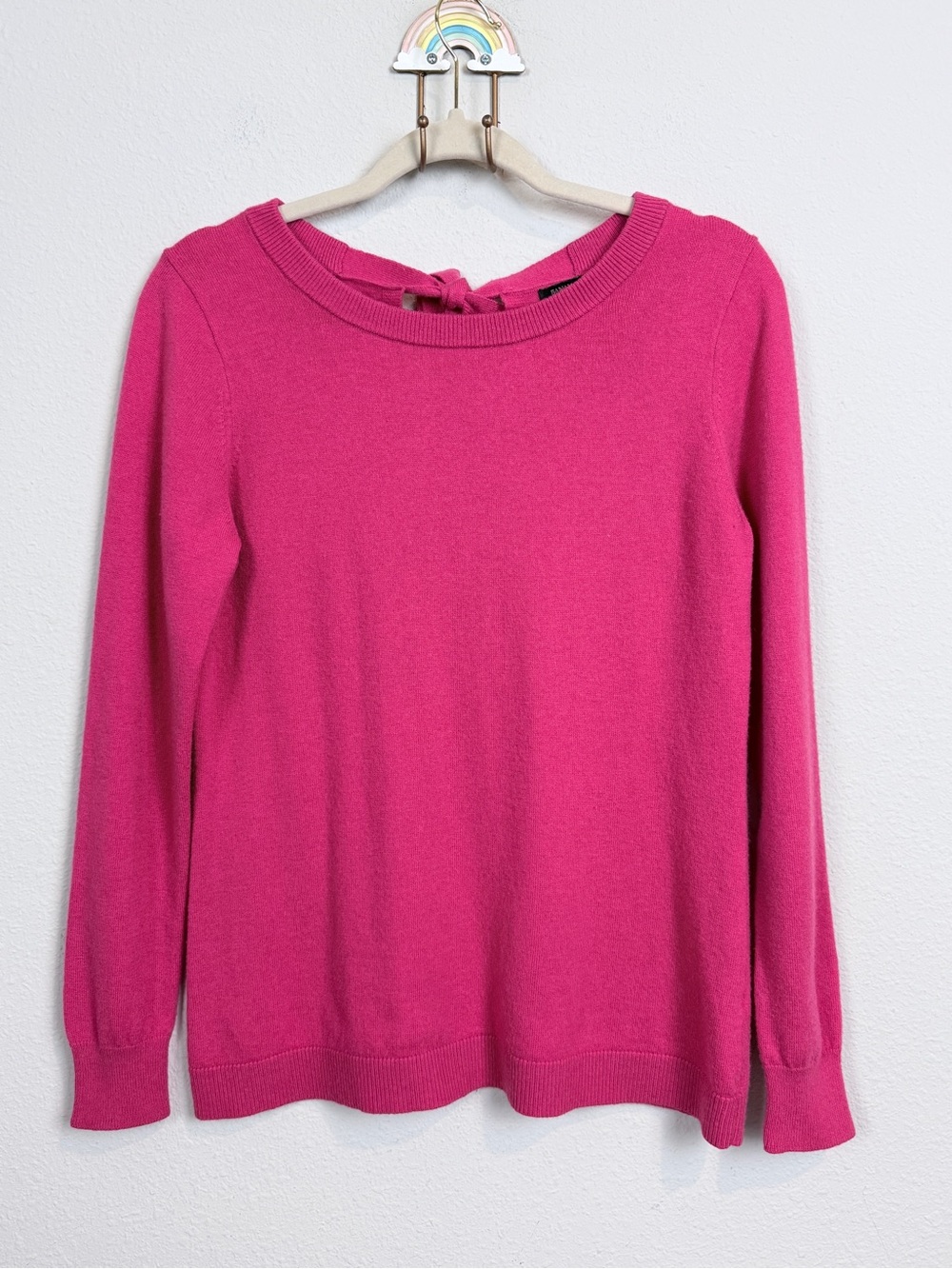 Banana Republic Factory Hot Pink Tie Back Boatneck Sweater S